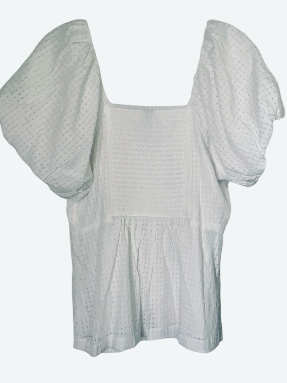 Old NavyPuff-Sleeve Smocked Babydoll Blouse sz. L - Picture 2 of 2